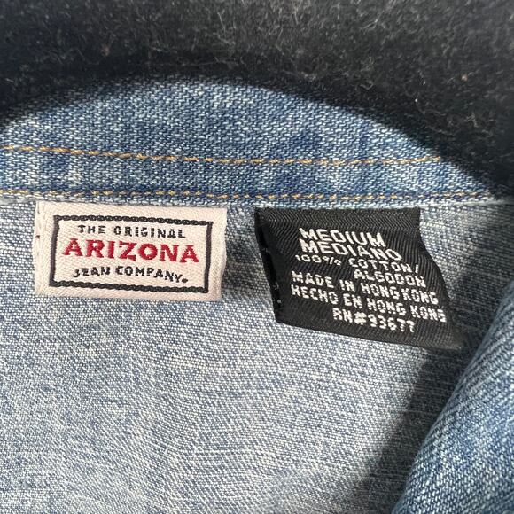 Arizona Y2K Vintage Juniors Denim Button Down Shacket Size Medium Breathable - Picture 3 of 6